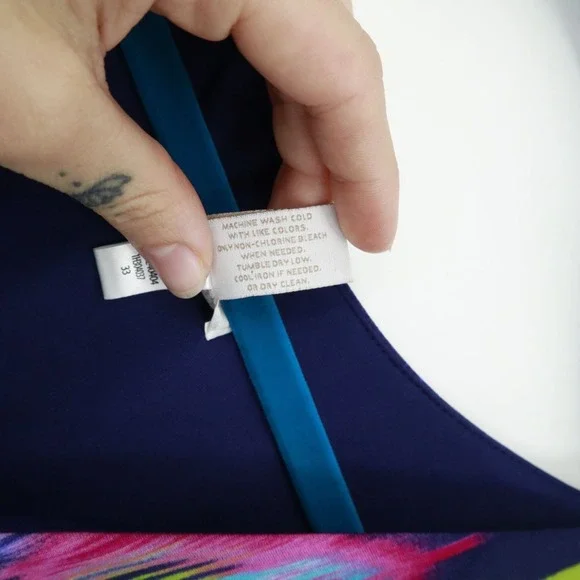 Chico's Maxi Dress Womens XL Blue Boho Vibrant Resortwear Eclectic Bold Artistic - Picture 11 of 16